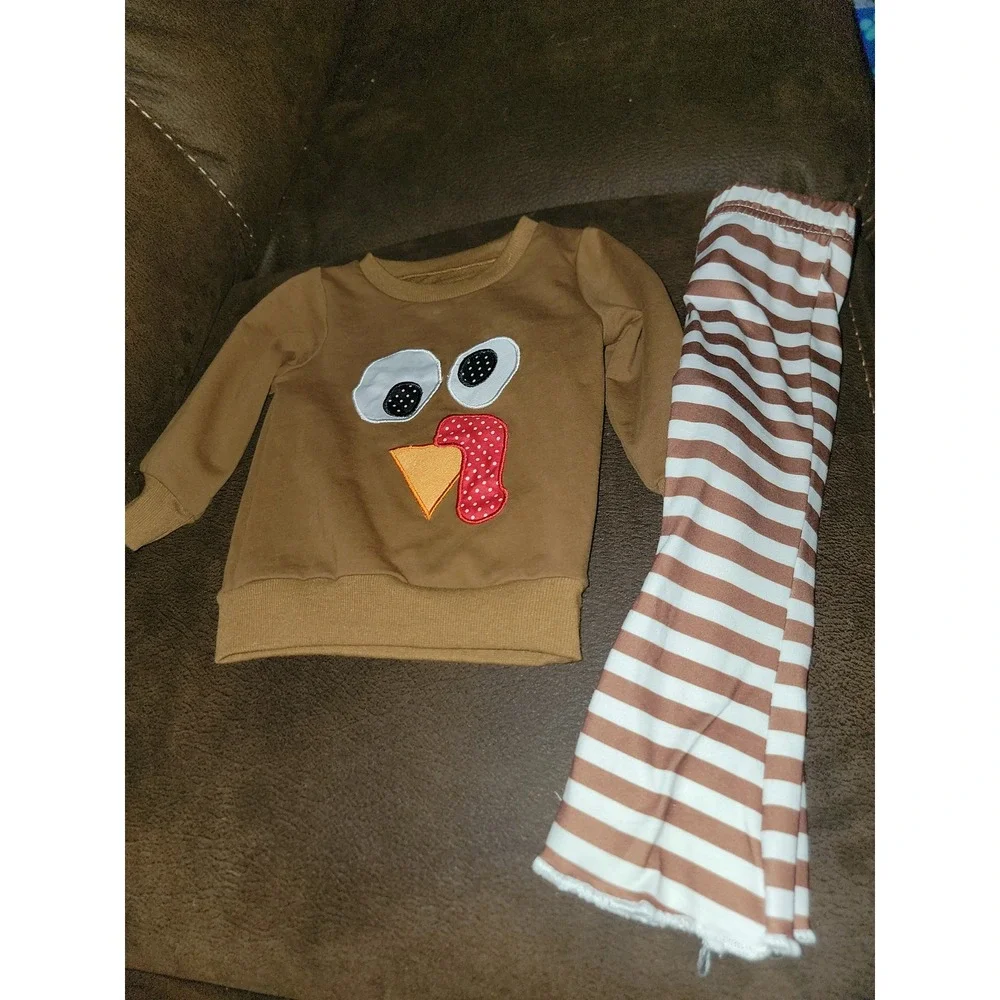 Boutique fall Thanksgiving turkey‎ outfit size 6 9 months